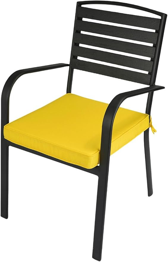 Magpie Fabrics Indoor Outdoor Waterproof Square Chair Cushion, 18" x 18" x 2.5", 2 Pack, Water Resistant Seat Cushions, for Patio Garden Office, Yellow