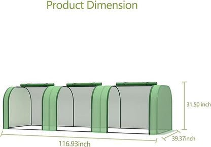 Mini Greenhouse with Roll-Up Zipper Door, Heavy Duty PE Cover, Sturdy Steel Frame, Portable Garden Plant Tent for Indoor Outdoor, Balcony, Patio, Seedlings, Fruits & Vegetables, 297x100x80Cm