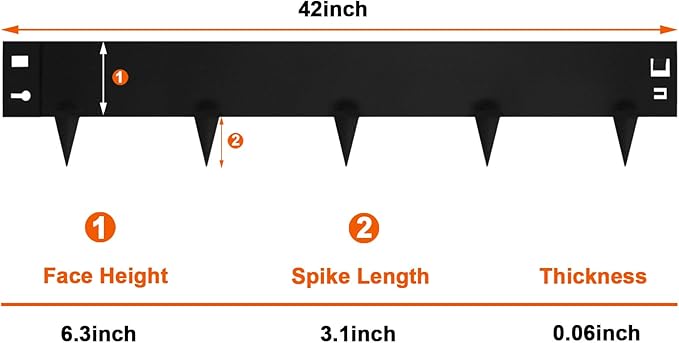 9.4 Inch Metal Landscape Edging, 6 Pack Heavy Duty Galvanized Steel Garden Edging,42 Inch Garden Edging Border for Lawn, Pathway, Yard