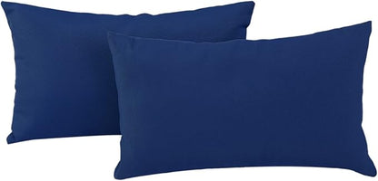 idee-home Outdoor Pillows with Inserts Included, Patio Outside Lumbar Pillows Waterproof Set of 2, 12 x 20 inch Navy Blue