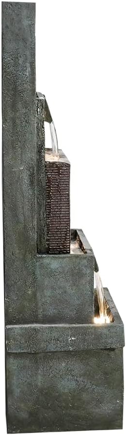 39.3" Outdoor Garden Water Fountain - Outdoor/Indoor Waterfall Floor-Standing Fountains with LED Lights for Yard, Floor Patio, Backyard and Home Art Deco