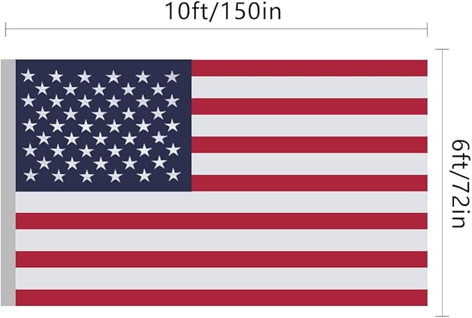 American Flags for Outside 6x10, USA US Flag Heavy Duty Outdoor, Made of 210D Oxford Fabric, Embroidered Stars, Brass Grommets