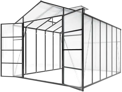 10*12*8.7FT Greenhouse for Outdoors,Polycarbonate Greenhouse with Stronger Wind Protection and Roof Vent,Walk-in Large Aluminum Sunroom Winter Proof,Black