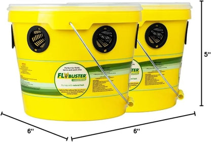 Flybuster Fly Trap | Outdoor Device for Catching Flies | 10-Liter Commercial Size (2-Pack) | Comes with Two Flytraps and 4 Bait Packets | 2,000,000 Fly Capacity | Non-Toxic | Child & Pet Safe
