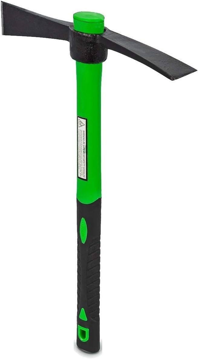 WilFiks Cutter Mattock, 15" Heavy Duty Pick Axe with Forged Heat Treated Steel Blades, Adze Hoe for Weeding, Prying and Chopping, Digging Tool with Anti-Slip Grip, Ergonomic Shock Reduction Handle