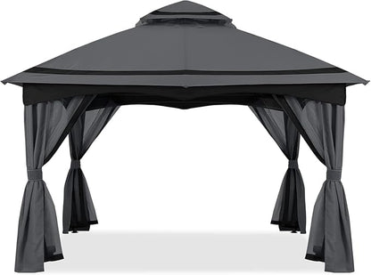 MASTERCANOPY 10x10FT Outdoor Patio Gazebo with Mosquito Netting for Backyard, Patio, Garden Dark Grey