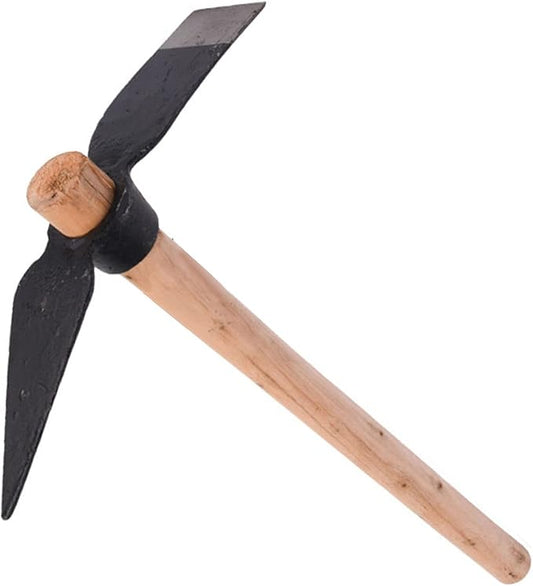 Garden Pick Mattock Multipurpose Hand Tool for Digging Weeding Seeding Turning Soil Mining High Carbon Steel Durable Lightweight Wood Handle Gardening Tool