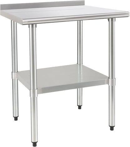 HARDURA Stainless Steel Table Prep Work Table 30 x 36 Inches NSF Heavy Duty Commercial with Undershelf and Backsplash for Food Prep
