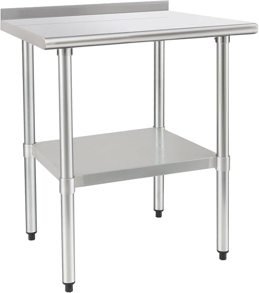 HARDURA Stainless Steel Table Prep Work Table 30 x 36 Inches NSF Heavy Duty Commercial with Undershelf and Backsplash for Food Prep