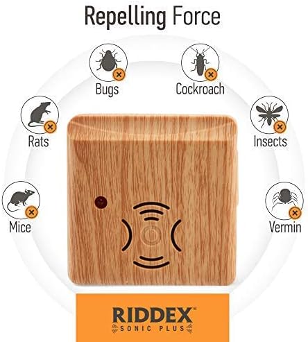Riddex Sonic Plus Ultrasonic Pest Repeller, Plug in with Outlets for Indoor Use - Insect Repellent - Bug Repellents for Home Defense - Protect Against Rodents and Insects (3 Pack Wood)