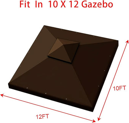 Hugline Outdoor Replacement Canopy Top Double Tier Gazebo Roof Cover for Lowe's Allen Roth 10x12 Gazebo #GF-12S004B-1 (Brown)