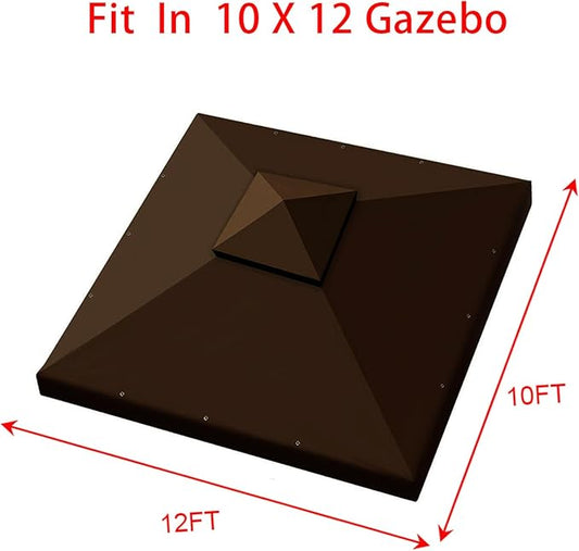 Hugline Outdoor Replacement Canopy Top Double Tier Gazebo Roof Cover for Lowe's Allen Roth 10x12 Gazebo #GF-12S004B-1 (Brown)