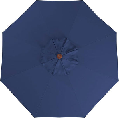 California Umbrella 9' Premium Commercial Hardwood Patio Umbrella, Manual Lift With Sunbrella Navy Fabric