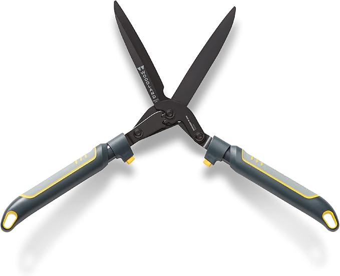 Woodland Tools Super Duty Hedge Shears, 23 Inch Manual Hedge Clippers with 10 Inch Gear-Assist Blades, Power Notch, and Non Stick Coating, Heavy Duty Trimmer for Thick Shrubs and Hedges