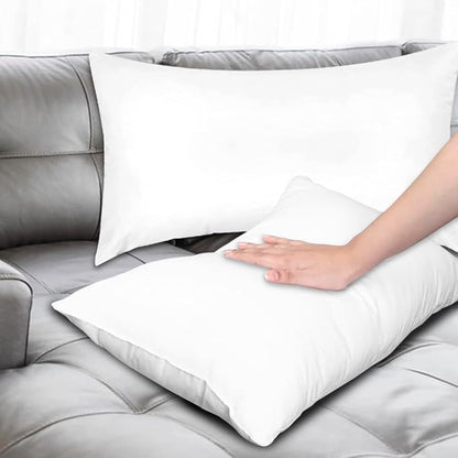 Covers & All Premium Rectangle ThrowPillow Inserts with Covers Set of 4, 14 x 22 Inches White, Decorative Cushions for Couch Sofa Home Decor Office Travel UV Resistant Waterproof Soft Cushions Pillows