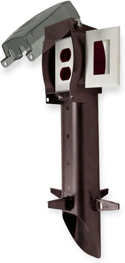 iMBAPrice IMBA-GPD19BR 19.5" Bronze Outdoor Power Post Enclosure, 1-Pack – Weatherproof in-Use Electrical Outlet Stake with Cover, Built-in Stabilizers for Garden & Landscape Lighting
