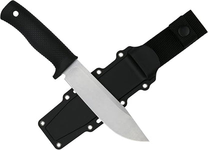 Tactical Fixed Blade Knife, 5.87 inch Blade, 4.65 inch Kray-Ex Handle, Stonewashed 420 Stainless Steel, with Secure-Ex Sheath for Outdoor Camping Hunting Survival (B-Silver)