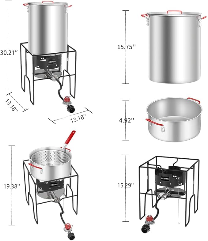 30 Qt Turkey Fryer & 10 Qt Fish Fryer Combo Kit with CSA Approved 50,000BTU Burner with 10PSI Regulator