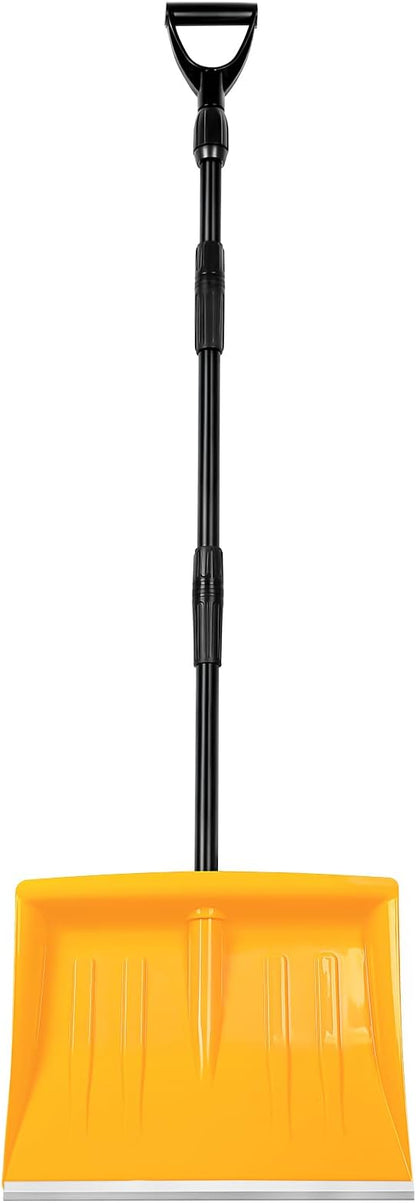 Snow Shovel for Driveway Stairs Decks Garage Snow Removal with Telescopic 52-59 inch Long Handle Lightweight Household Snow Shovel for Soft and Light Snow Removal (16 inch Wide)