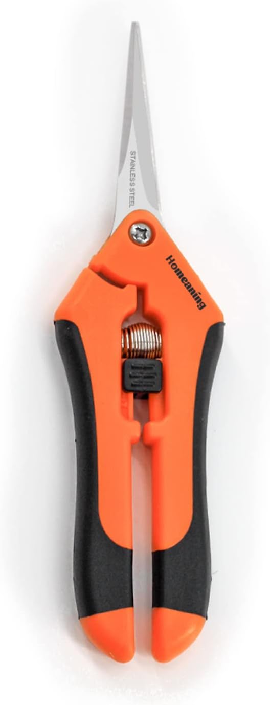 1 Pack Garden Pruning Shears with Straight Blades Trimming Scissors, Gardening Hand Pruning Snips Titanium Coated Precision Bonsai Pruning Shears, Convenient Flower Cutters (Orange)