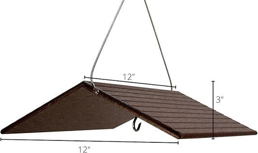 JCs Wildlife Poly Weather Cover - Rain Guard - Hang Bird Feeder or House Underneath for Protection from Rain or Snow - Easy to Clean and Use (Large, Brown)