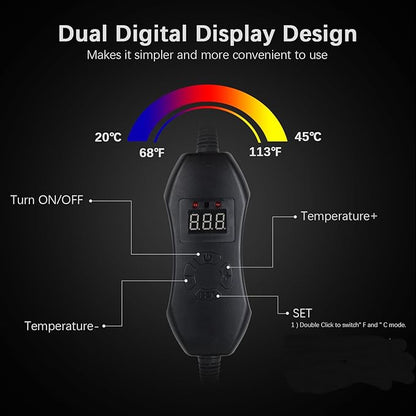 Seedling Heat Mat with Digital Thermostat, 10" x 20.75" Waterproof Heating Pad for Hydroponic Germination Seed Starting, Adjustable Controller
