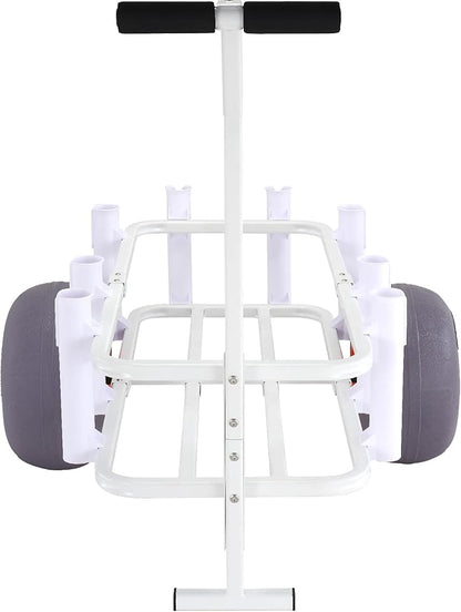 VEVOR Beach Fishing Cart, 300 lbs Load Capacity, Fish and Marine Cart with Two 13" Big Wheels PU Balloon Tires for Sand, Heavy-Duty Aluminum Pier Wagon Trolley with 8 Rod Holders for Fishing, Picnic