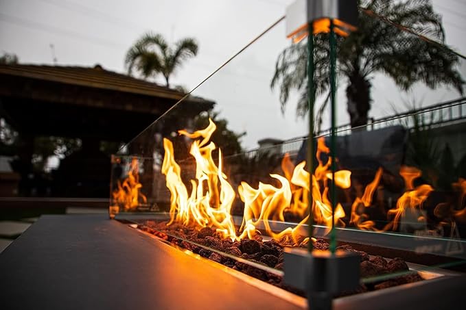 AMS Creations | Chelsea 55 inch Rectangular Wavy Dark Gray Concrete GFRC Natural Gas Fire Table Pit