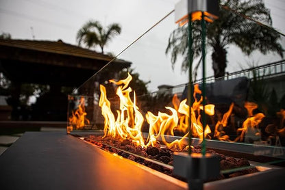 AMS Creations | Chelsea 55 inch Rectangular Wavy Dark Gray Concrete GFRC Natural Gas Fire Table Pit