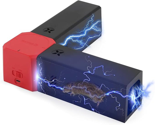 Electric Mouse Trap - Powerful Electronic Rat Trap Zapper for Indoor & Outdoor Use, Rat Traps with Dual-Channel,Reusable Automatic Rodent Killer with Smart Sensor for Mice and Rats
