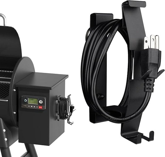 Strong Magnetic Power Cord Organizer, Goldusk All-Metal Cable Holder with Bulit-in Hook for Most BBQ Wood Pellet Smoker Grills Accessories for Traeger, for Pit Boss, for Z Grill &More (Indoor/Outdoor)