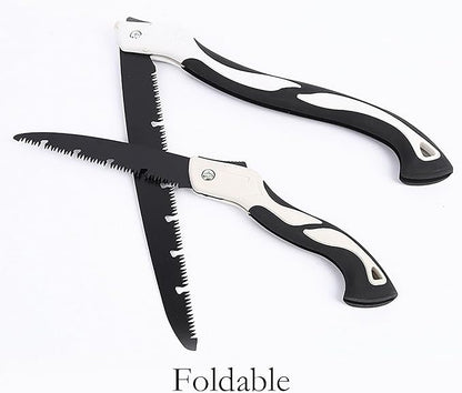 Folding Saw with Rubber Handle, 24.8 Inch Manganese Steel SK-5 Blade Pruning Saw for Hunting, Gardening, Camping and Trimming (blade 29cm)
