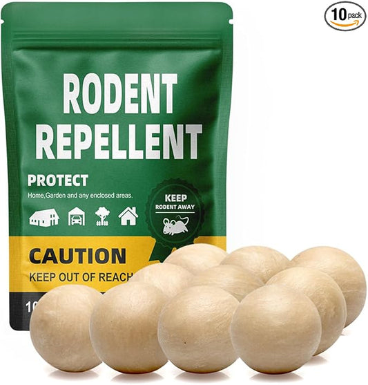 Rodent Repellent Balls Indoor/Outdoor Mice Repellent Indoor, Rat Repellent for Outside, Outdoor Mouse Repellant, Peppermint Balls for Rodents, Rat Repeller for Car Engines 10P
