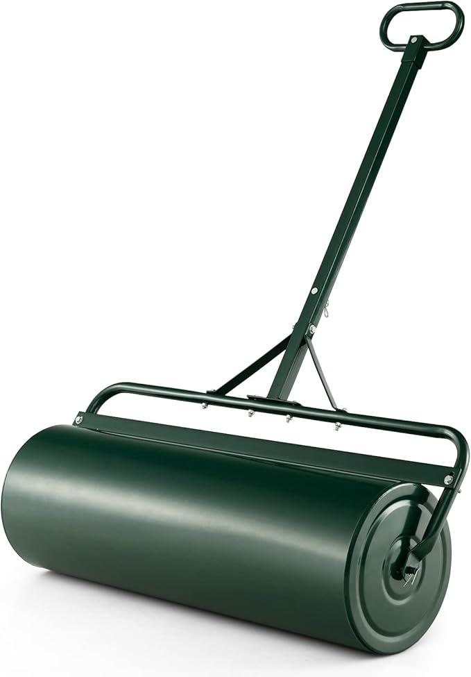 IRONMAX Lawn Roller, 17 Gallons/63 L Manual & Tow-Behind Steel Sod Roller w/Push Pull Handle, Lawn Rollers Tow Behind Water Filled for Yard, Park, Garden, Ball Field (17 Gallons, Green)