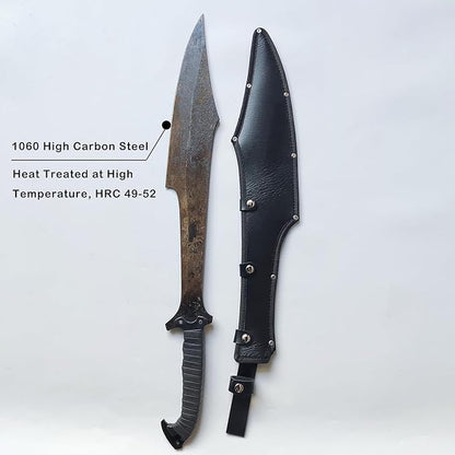 Full Tang Carbon Steel Machete Sword with Sheath for Practice, Outdoor Use, Collection-27.6 Inch