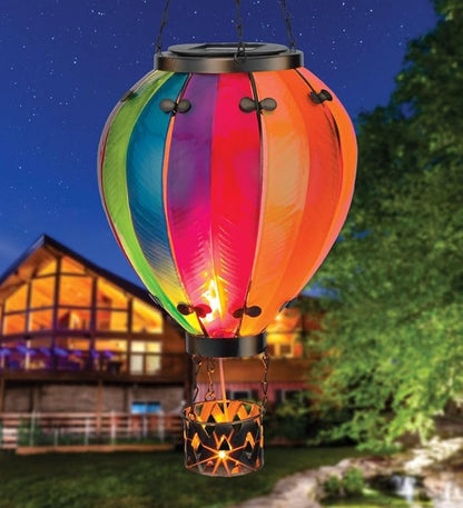 Regal Art & Gift Hot Air Balloon Solar Lantern – Hanging Solar-Powered LED Lights, Waterproof Portable Decorative Outdoor Lamp Made of Metal & Glass for Garden, Patios & Pathway – Rainbow(Large)