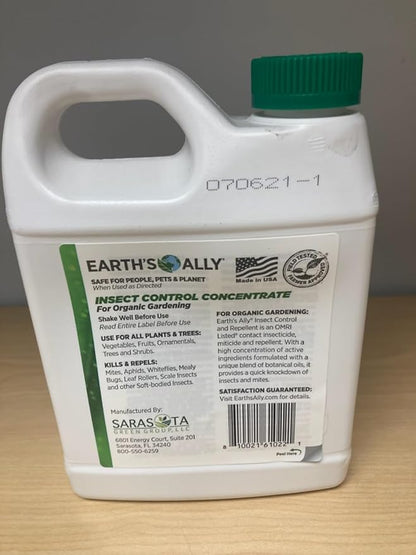 Earth's Ally Insect Control Concentrate for Plants 32 oz | Safe Outdoor & Indoor Plant Insecticide, Spider Mite, Aphid & Mealybug Killer - for Organic Garden & Household Plants