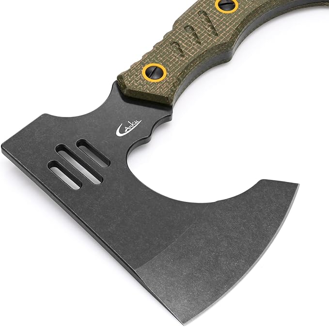 C1391 Camping Axe Camping Hatchet,DC53 Steel Blade with Micarta Handle Survival Hatchets Bushcraft Axe with Kydex Sheaths for Camping Hiking and Chopping Wood(Green)