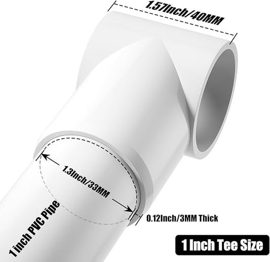 1" Adjustable 3 Way PVC Fittings, 12PCS Furniture Grade Pipe Connector, 1Inch Slip Sling Tee Fitting for DIY PVC Structure and Furniture