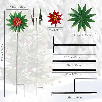 Wind Spinners Outdoor,Kinetic Wind Sculptures & Spinner 57.9 Inches Metal Windmill Christmas Outdoor Decor for Patio,Lawn & Garden