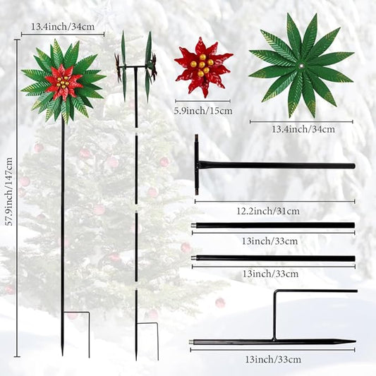 Wind Spinners Outdoor,Kinetic Wind Sculptures & Spinner 57.9 Inches Metal Windmill Christmas Outdoor Decor for Patio,Lawn & Garden