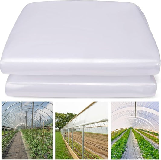Farm Plastic Supply - Clear Greenhouse Plastic Sheeting - 6 mil - 4 Year UV Resistant Polyethylene Greenhouse Film, Replacement Cover, Hoop House Green House Cover for Gardening, Farming (12' x 50')