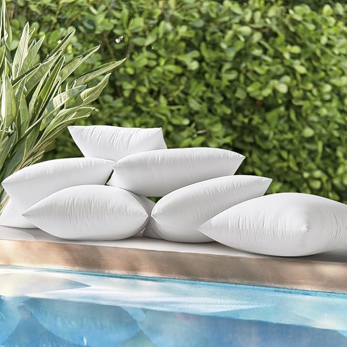 MIULEE Pack of 4 24x24 Inch Outdoor Pillow Inserts Waterproof Decorative Throw Pillow Insert, Square Lumbar Garden Pillow Form for Patio Sofa Couch