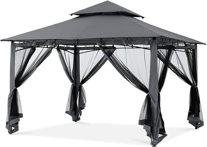 MASTERCANOPY Outdoor Garden Gazebo for Patios with Stable Steel Frame and Netting Walls (11x11,Dark Gray)
