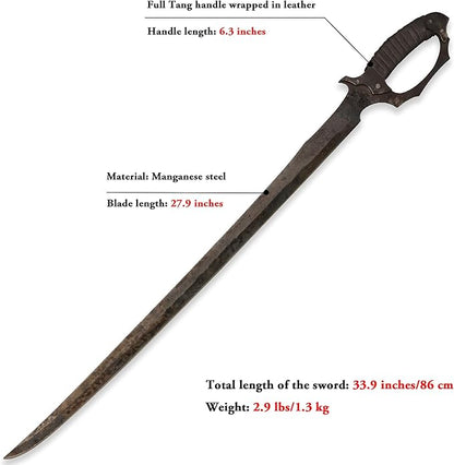 SV Handmade cast Manganese Steel Chopping Blade Sword, Full Tang, Outdoor, Hunting, Camping, Hiking, Survival, with Protective Cover, Multiple Styles to Choose from