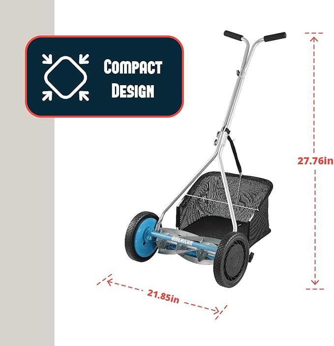 American Lawn Mower Company 1604-16 16-Inch 5-Blade Walk Behind Reel Mower with Grass Catcher