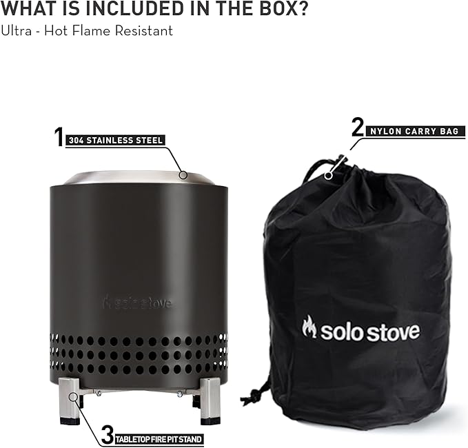 Solo Stove Mesa, 5.1 Inch Tabletop Fire Pit with Stand - Smokeless, Stainless Steel Fire Pit for Camping, Outdoor & Patio- Wood Burning or Pellet Fueled Portable Bonfire, 1.4lbs, Ash