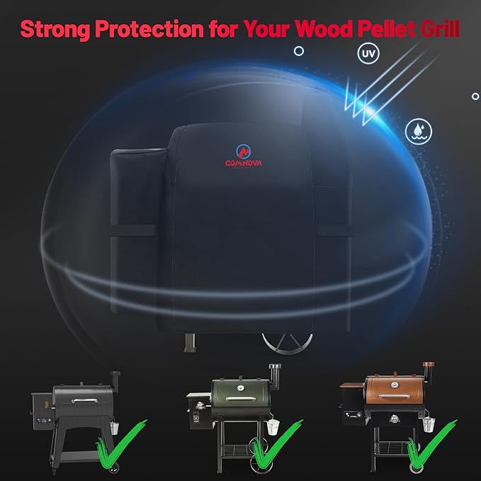 Comnova Grill Cover for Pit Boss 820FB Without Side Shelf, 600D Wood Pellet Smoker Cover for Pitboss Waterproof & Heavy Duty, Premium Pellet BBQ Cover for Pit Boss 71820FB and 700T1 (Not Fit 820D)