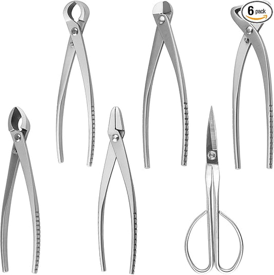 6 PCS Bonsai Pruning Tool Set, 6 Different Roles of Scissors to Meet All the Needs of the Usage Process, for Plant Pruning and Shaping, Free Your Hands and Easy to Finish the Work
