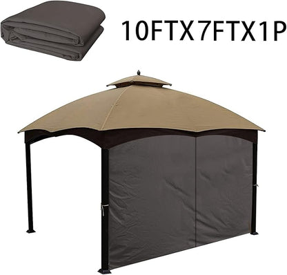 Gazebo Universal Replacement Privacy Curtain – Hugline 10' x 10' Gazebo Side Wall Outdoor Privacy Panel with Zipper (Brown)